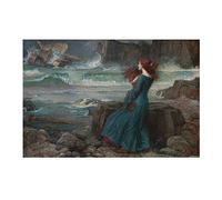 Five-Seller Miranda The Tempest Famous Oil Painting By John William Reproduction on Canvas Poster Print Wall Art for Living Room (With frame,60 x 90 cm)