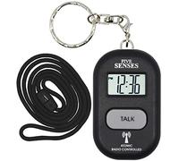 FIVE SENSES Atomic Talking Key Chain for Women Men Elderly Visually Impaired Cute Smart Keychain Multiple Alarm Clock Watch 1281S, black, small, Modern