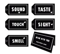 Five Senses Card 5 Senses Gift Tags for Him Five Senses Gift Tags for Husband Boyfriend for Anniversary, Birthday, Valentines Day (Blackwhite)