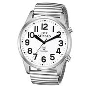 FIVE SENSES English Atomic Jumbo Size (43mm /1.75in) Metal Talking Watch with Loud Alarm Clock for Visually impaired, Elderly Person (WHITE)