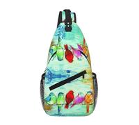 Five Singing Birds Unisex Chest Sling Bag With Multi-Pocket Design,Large Capacity Crossbody Bag Durable Polyester Adjustable Strap For Daily Commute Travel