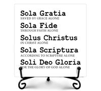 Five Solas Sign, Rustic Christian Decor, Farmhouse Home Office Decor, Inspirational Christian Gifts for Women Men, Vintage Decoration for Living Room Bedroom Bathroom, 5" x 5"-346