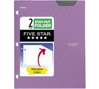 Five Star 2-Pocket Folder, Plastic Folder with Stay-Put Tabs, Fits 3-Ring Binder, Holds 8-1/2" x 11" Paper, Amethyst Purple (333420I-ECM)