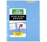 Five Star 2-Pocket Folder, Plastic Folder with Stay-Put Tabs, Fits 3 Ring Binder, Holds 8-1/2" x 11" Paper, Blue (333420C-ECM)