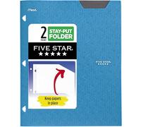 Five Star 2-Pocket Folder, Plastic Folder with Stay-Put Tabs, Fits 3-Ring Binder, Holds 8-1/2" x 11" Paper, Tidewater Blue (333420H-ECM)