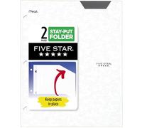 Five Star 2-Pocket Folder, Plastic Folder with Stay-Put Tabs, Fits 3-Ring Binder, Holds 8-1/2" x 11" Paper, White (333420I-ECM)