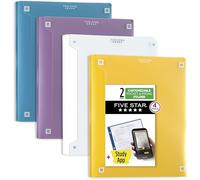 Five Star 2 Pocket Folder with Prong Fasteners, 4 Pack, Folder with Pockets, Customizable Cover, Plastic, White, Amethyst Purple, Harvest Yellow, Tidewater Blue (340220B-ECM)