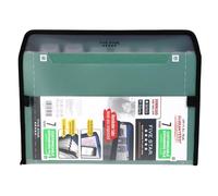 Five Star 7 Pocket Expanding File Organizer, Plastic Expandable File Folders with Customizable Tabs & Clear Cover, Holds 11" x 8-1/2", Zipper Closure, Seaglass Green (72707)