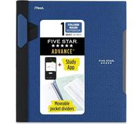 Five Star Advance Spiral Notebook, 1-Subject, College Ruled Paper, 11" x 8-1/2", 100 Sheets, With Spiral Guard and Movable Dividers, Color Will Vary (06322)