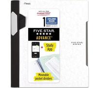 Five Star Advance Spiral Notebook + Study App, 1 Subject, College Ruled, 8-1/2" x 11", 80 Sheets, With Spiral Guard and Movable Dividers, White (820012B-ECM)