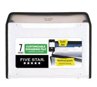 Five Star Expanding File Organizer + Study App, 7-Pocket Accordian File Organizer, Zipper Closure, Holds 11" x 8-1/2", White (350099E-ECM)