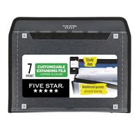 Five Star Expanding File Organizer + Study App, 7-Pocket Accordian File Organizer, Zipper Closure, Holds 8-1/2" x 11" Paper, Black (72709)