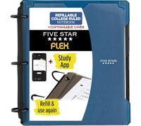 Five Star Flex Refillable Hybrid NoteBinder + Study App, College Ruled Paper, 1" TechLock Rings, Customizable Cover, 200 Sheet Capacity, Notebook and 3-Ring Binder All-in-One, Pacific Blue (29326AD2)