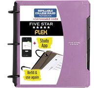 Five Star Flex Refillable Notebook + Study App, 1 Inch Binder with Customizable Cover, College Ruled Notebook and 3 Ring Binder, Hybrid NoteBinder, 200 Sheet Capacity,Purple (29326AB6)