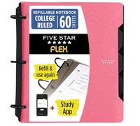 Five Star Flex Refillable Notebook + Study App 1 Inch O-Rings Binder with Pockets Tabs and Dividers, 220 Sheet Capacity, Includes 60 Sheets 8.5" x 11" College Ruled Paper, Prom Pink (293280R)