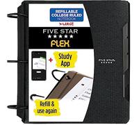 Five Star Flex Refillable Notebook + Study App, College Ruled Paper, 1-1/2 Inch TechLock Rings, Pockets, Tabs and Dividers, 300 Sheet Capacity, Black (29324AA2)