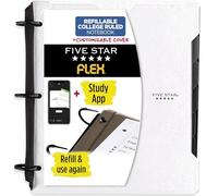 Five Star Flex Hybrid NoteBinder + Study App, 1 Inch Binder with Tabs, Customizable Cover, Notebook and 3-Ring Binder All-in-One, White (29326AE2)