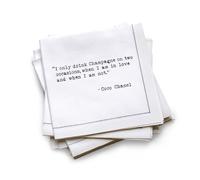 Five Star ¼ Fold Funny Champagne Quotes | White Cotton Cocktail Napkins | 25 Luxury Disposable Beverage Napkins with Witty Bar Quotes | Drink Napkins for Parties, Bars, Weddings & Game Nights
