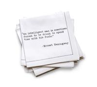 Five Star ¼ Fold Funny Literary Bar Quotes | White Cotton Cocktail Napkins | 25 Luxury Disposable Beverage Napkins with Witty Bar Quotes | Drink Napkins for Parties, Bars, Weddings & Game Nights