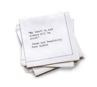 Five Star ¼ Fold Romantic Quotes | White Cotton Cocktail Napkins | 25 Luxury Disposable Beverage Napkins with Witty Bar Quotes | Drink Napkins for Parties, Bars, Weddings & Game Nights