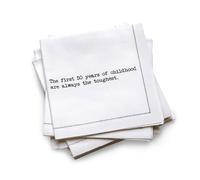 Five Star Funny 50th Birthday Quotes | White Cotton Cocktail Napkins | 25 Luxury Disposable Beverage Napkins with Witty Bar Quotes | Drink Napkins for Parties, Bars, Weddings & Game Nights