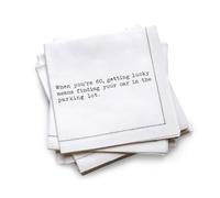 Five Star Funny 60th Birthday Quotes | White Cotton Cocktail Napkins | 25 Luxury Disposable Beverage Napkins with Witty Bar Quotes | Drink Napkins for Parties, Bars, Weddings & Game Nights