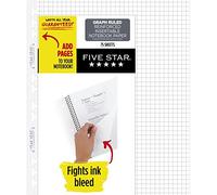 Five Star Insertable Loose Leaf Paper, Notebook Paper, Graph Paper to Add Pages, Reinforced Filler Paper, 8.5 x 11, 75 Sheets (17018)