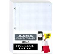 Five Star Loose Leaf Graph Paper, 3 Pack, Reinforced Filler Paper, Fights Ink Bleed, 8.5 x 11, 80 Sheets per Pack, White