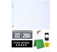 Five Star Loose Leaf Paper + Study App, Notebook Paper, Graph Ruled Filler Paper, Reinforced, 8-1/2" x 11", 200 Sheets per Pack (170055-ECM)