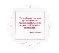 Five Star Napkins Christmas Quotes - White Cotton - 4.5" x 4.5" - Single Use - Party, Events, Holiday (50 x)