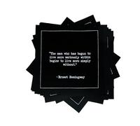 Five Star Napkins Hemingway Quotes, Black Cotton Cocktail Napkins, Beverage Napkins, Bar Napkins, Cloth Napkins, Party Napkins, Events, Holidays, Weddings, Birthdays, Disposable, 4.5" x 4.5"- (50x)
