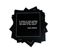 Five Star Napkins Literary Bar Quotes, Black Cotton Cocktail Napkins, Beverage Napkins, Bar Napkins, Cloth Napkins, Party Napkins, Holidays, Weddings, Birthdays, Disposable, 4.5" x 4.5"- (50x)
