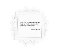 Five Star Napkins Quotes, White Cotton Cocktail Napkins, Beverage Napkins, Bar Napkins, Cloth Napkins, Party Napkins, Events, Holidays, Weddings, Birthdays, 4.5" x 4.5"- (50x) (Champagne Quotes)