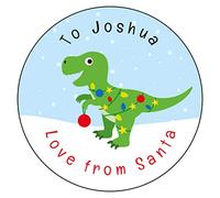 Five Star Party Supplies PERSONALISED Christmas Xmas Stickers Presents Labels Gift Tags Dinosaur (24 Stickers (45mm diameter))