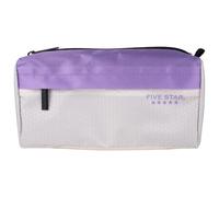 Five Star Pencil Pouch 9-Pocket Zipper Storage Organizer Case for Office Supplies Earbuds Chargers Cables Makeup, Tan/Purple (505600E)