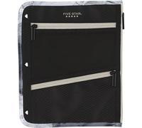 Five Star Pencil Pouch, Pencil Case, 3-Pocket Pouch, Fits 3 Ring Binder, Flat Pouch, 11" x 9", Black/Grey (506420A-ECM)