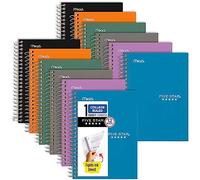 Five Star Personal Spiral Notebooks, 12 Pack, 1 Subject, College Ruled Paper, 7" x 4-3/8", Small Size, 100 Sheets, Amethyst Purple, Sedona Orange, Seaglass Green, Tidewater Blue, Gray, Black (38029)