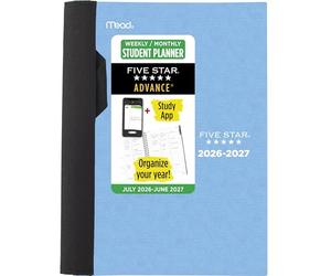Five Star Planner 2026-2027 Weekly & Monthly Academic 12-Month July-June Advance Student Planner + Study App, 5-1/2" x 8-1/2", Blue (CAW45920)