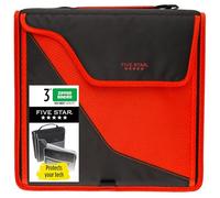 Five Star Sewn Zipper Binder, 3 Inch 3 Ring Binder, Expandable Plus Removable Padded Device Case, Red/Black (29296CE8)