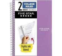 Five Star Spiral Notebook, 2 Subject, College Ruled Paper, 6" x 9-1/2", 80 Sheets, Fights Ink Bleed, Water Resistant Cover, Amethyst Purple (840029CF1-ECM)