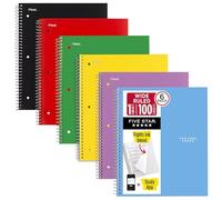 Five Star Spiral Notebook, 6 Pack, 1-Subject, Wide Ruled Paper, Fights Ink Bleed, Water Resistant Cover, 8-1/2" x 10", 100 Sheets, Assorted Colors Will Vary (38042)