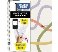 Five Star Spiral Notebook + Study App, 1 Subject, College Ruled, 8-1/2" x 11", 80 Sheets, Fights Ink Bleed, Water Resistant Covers, Organic Lines (820233F)