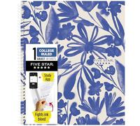 Five Star Spiral Notebook + Study App, 1 Subject, College Ruled Paper, 8-1/2" x 11", 80 Sheets, Fights Ink Bleed, Water Resistant Cover, Soft Petals Blue (820441F-ECM)