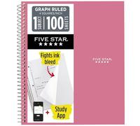 Five Star Spiral Notebook + Study App, 1 Subject, Graph Ruled Paper, 8-1/2" x 11", 100 Sheets, Prom Pink (620000R)