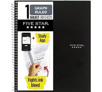 Five Star Spiral Notebook + Study App, 1 Subject, Graph Ruled Paper, Fights Ink Bleed, Water Resistant Cover, 8-1/2" x 11", 100 Sheets, Color Will Vary, 1 Count (06190)