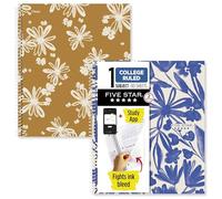 Five Star Spiral Notebooks + Study App, 2 Pack, 1 Subject, College Ruled Paper, 11" x 8-1/2", 80 Sheets, Soft Petals (820331F-ECM)