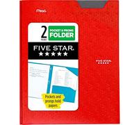 Five Star Stay-Put Pocket Folder, 11.62 x 9.31 x .25 Inches, Red (72109)
