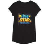Five Star Student Achievement Celebration T-Shirt, Girls, Black, Medium