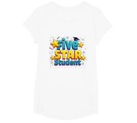Five Star Student Achievement Celebration T-Shirt, Girls, White, Small