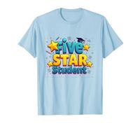 Five Star Student Achievement Celebration T-Shirt, Men, Baby Blue, M